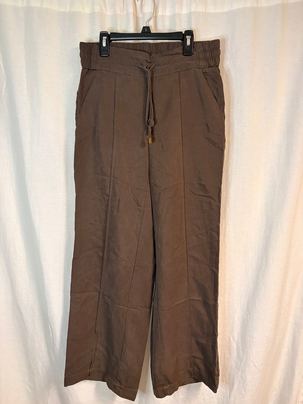Calypso St. Barth Brown Lyocell Wide Leg Drawstring Pants Small